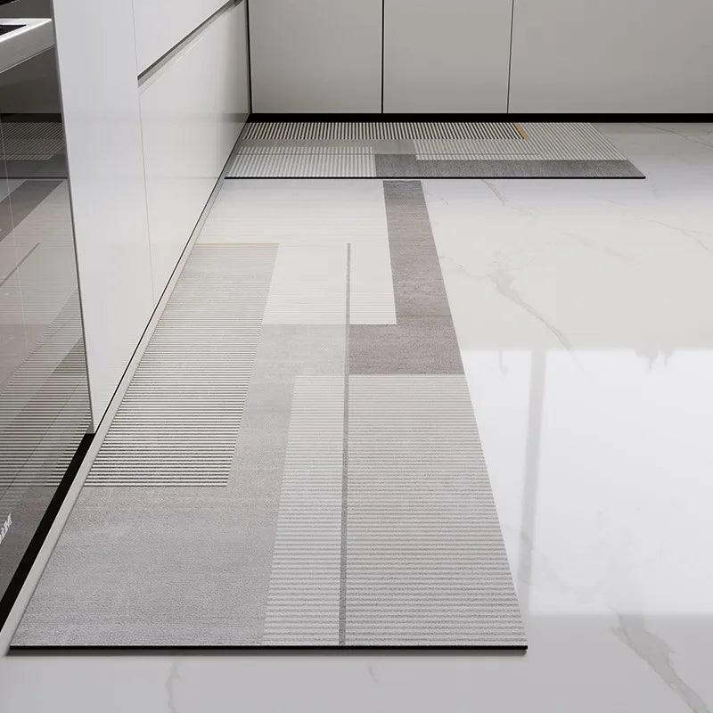 Rug for Kitchen Floor Mat Runner Long Carpet PVC Waterproof Leather Foot Mats Anti-slip Carpets Gray Home Decor Rugs 주방 카펫