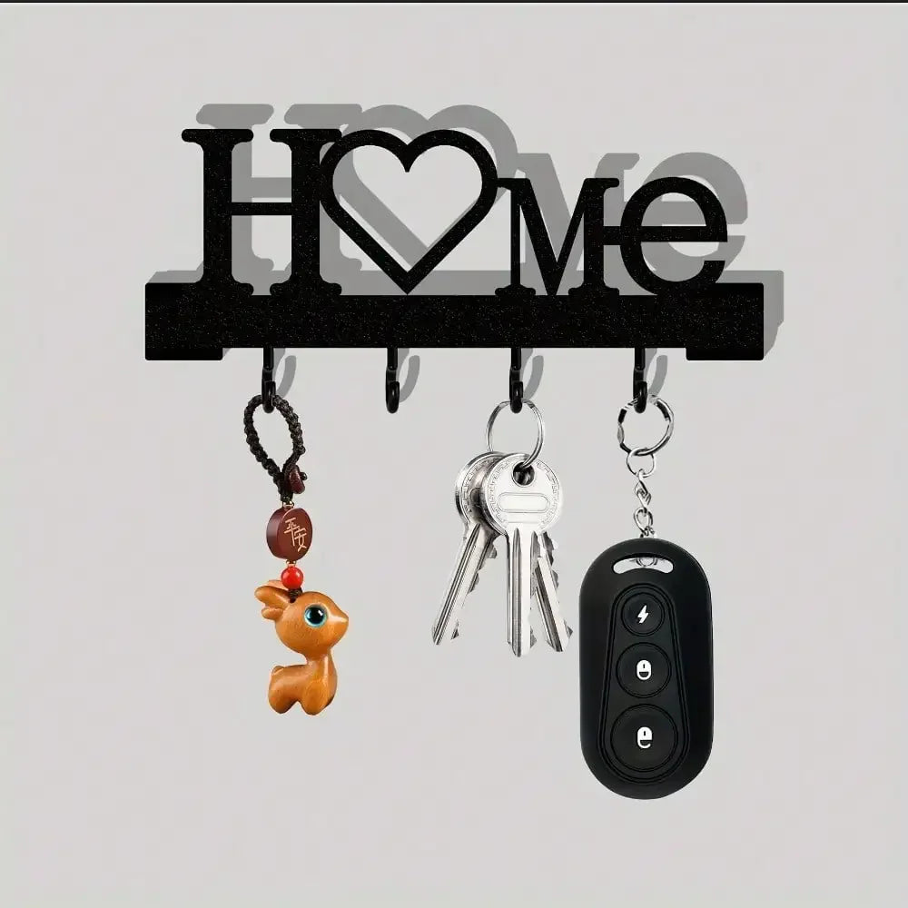 1pc Heart Shape Key Holder Wall Mounted Entryway Organizer, No Drill Adhesive Rack With Hooks For Keys, Perfect For Living Room Hallway Decoration